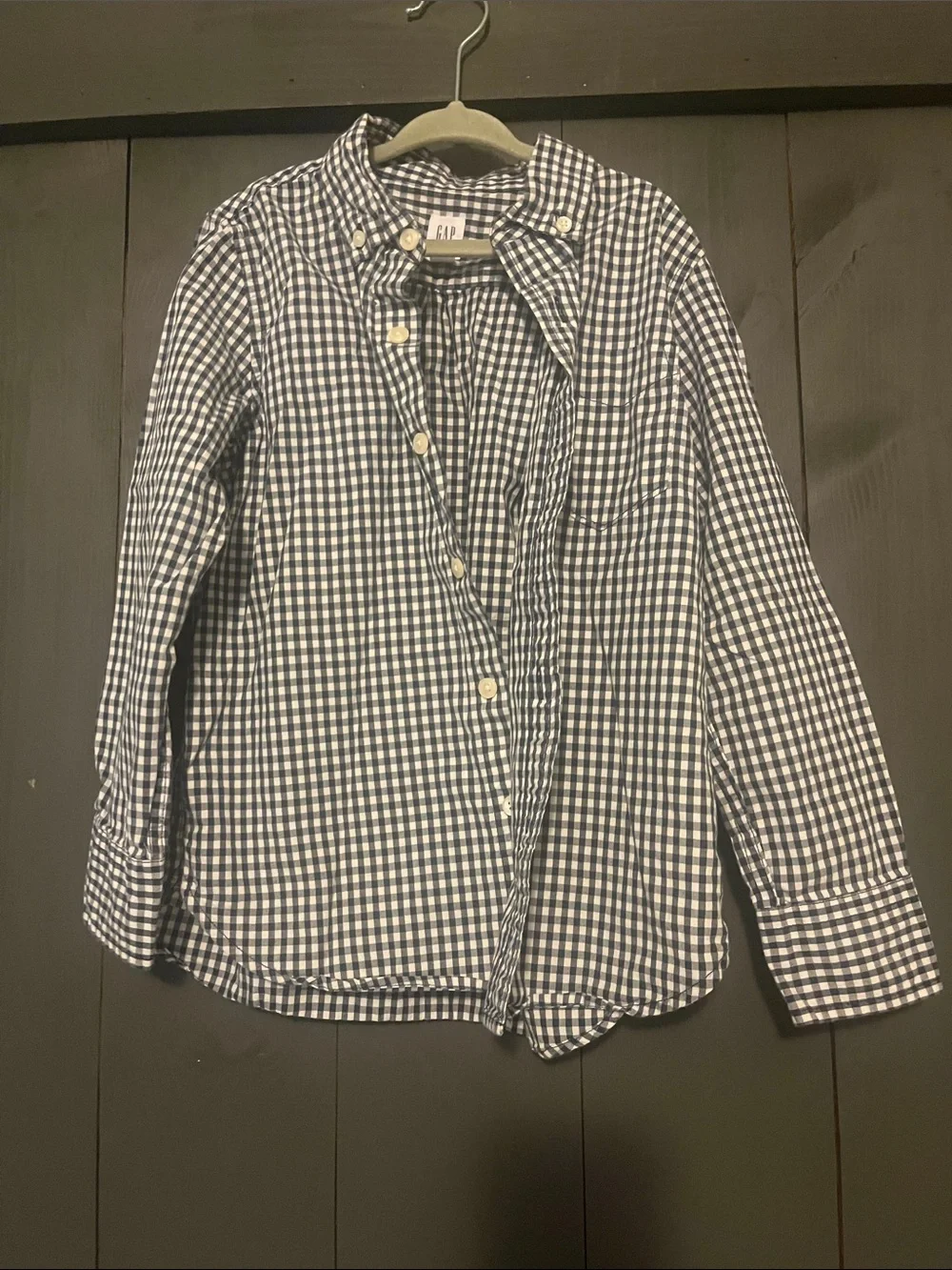 GAP Boys Navy & White Gingham Button-Down Shirt - Classic Plaid